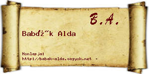 Babák Alda névjegykártya